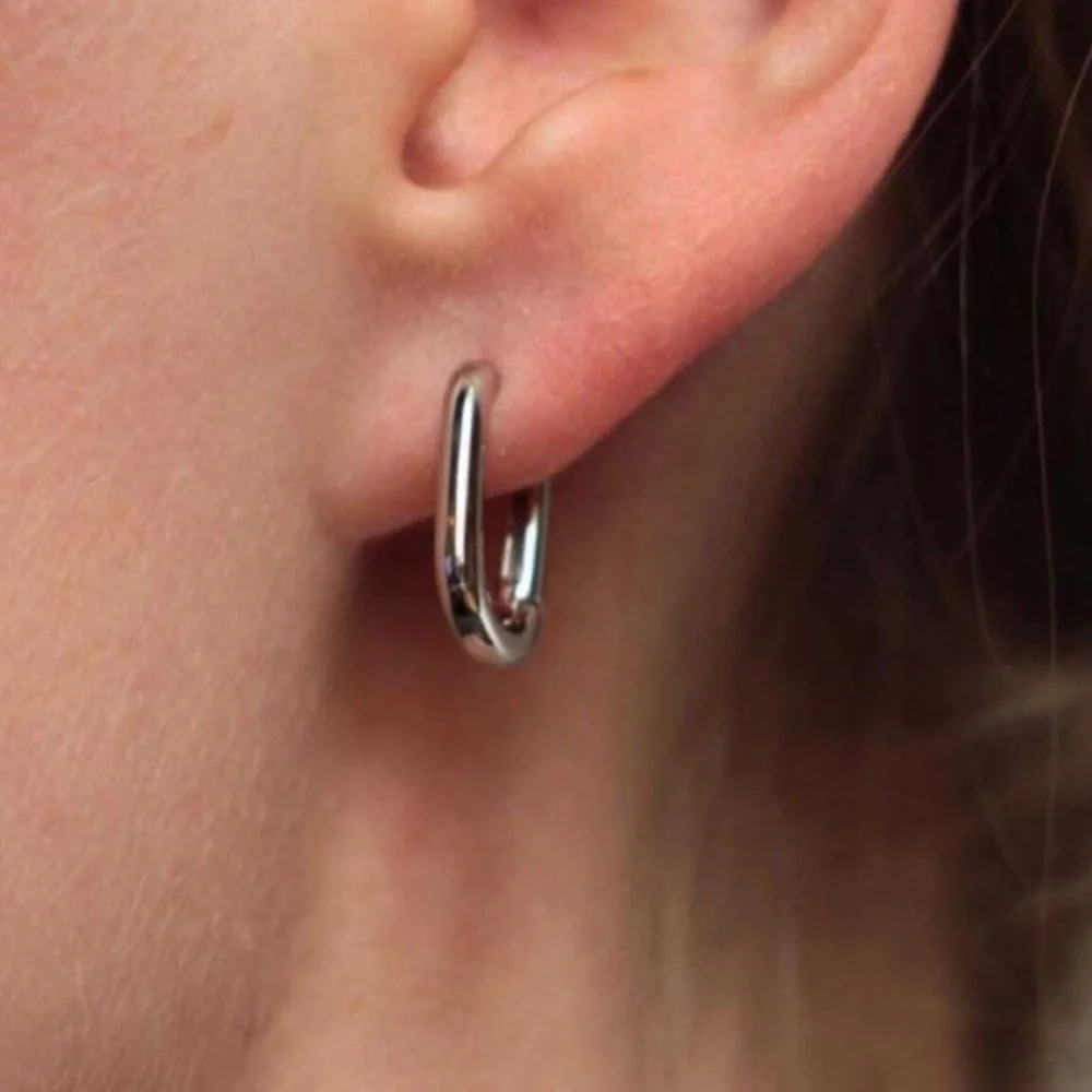 Ster.Silver small classic huggie earrings - Picture 1 of 4